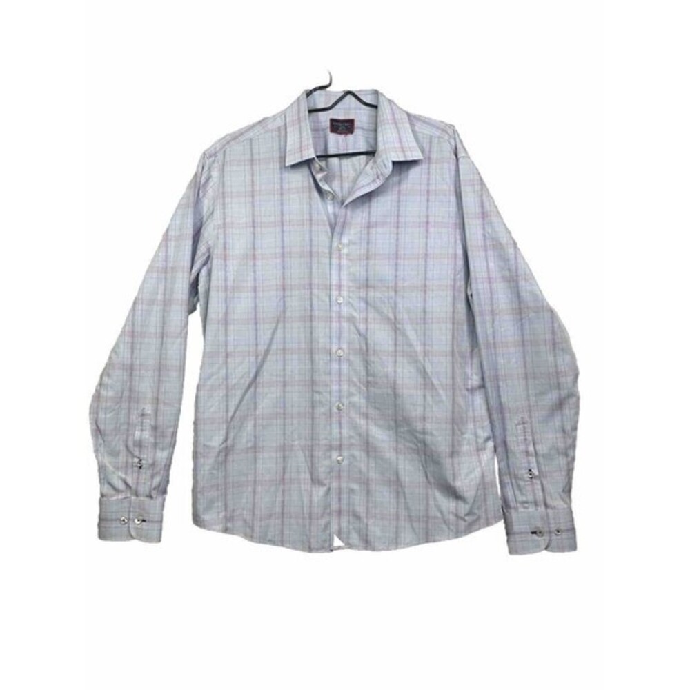 UNTUCKit Men's Light Blue and Pink Plaid Shirt